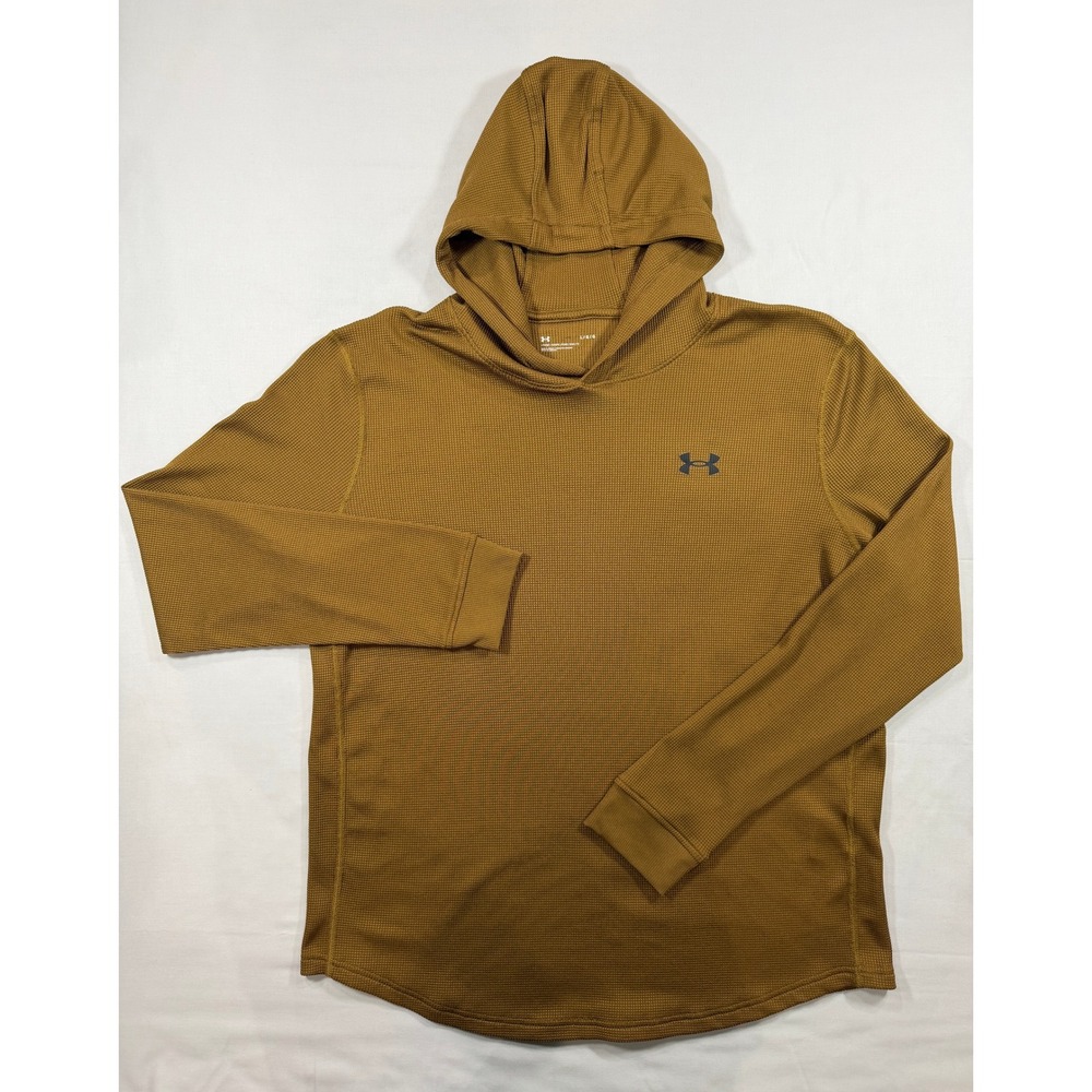 Under Armour Mens Brown Waffle Knit Hoodie Loose Fit Training Shirt L